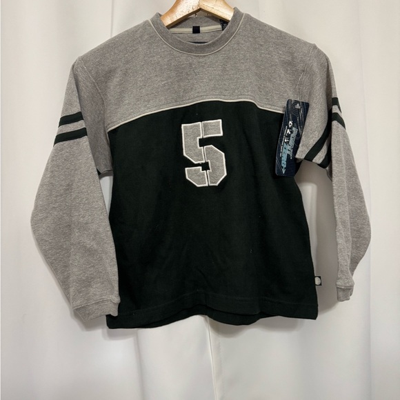 Point Zero Boy’s Gray and Green Crewneck Sweater with Number Size: M - Picture 2 of 9